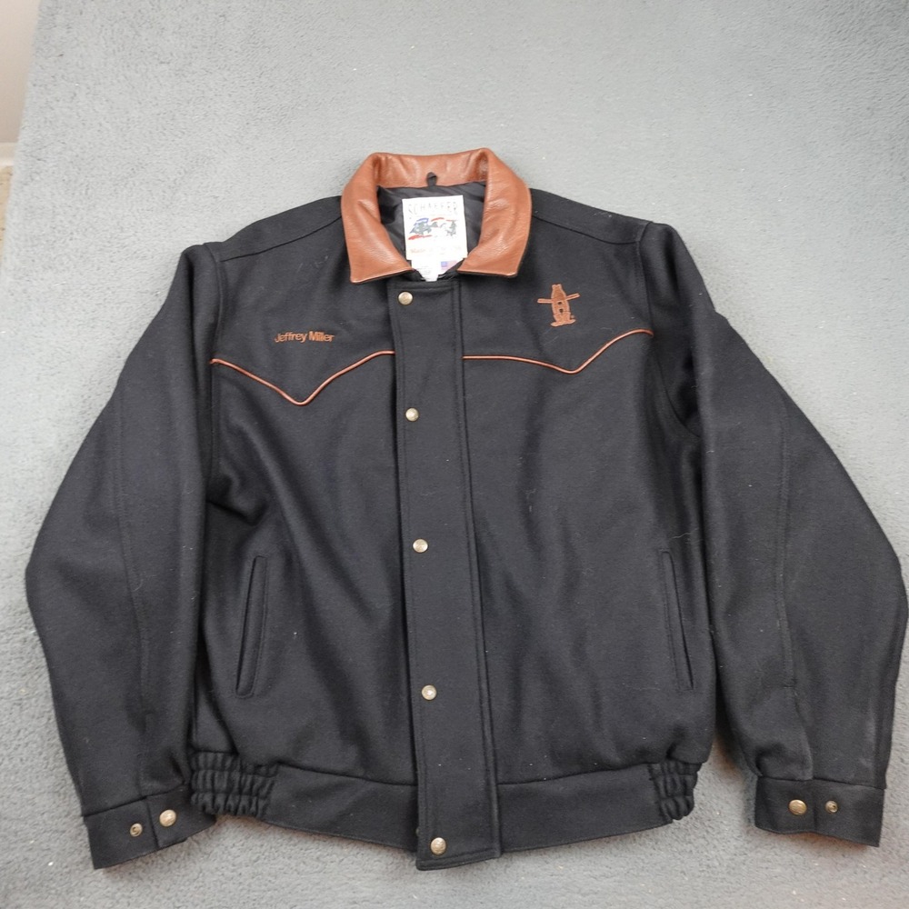 Schaefer Wool Jacket Mens 2XL Leather Collar Personalized Made USA Style 550